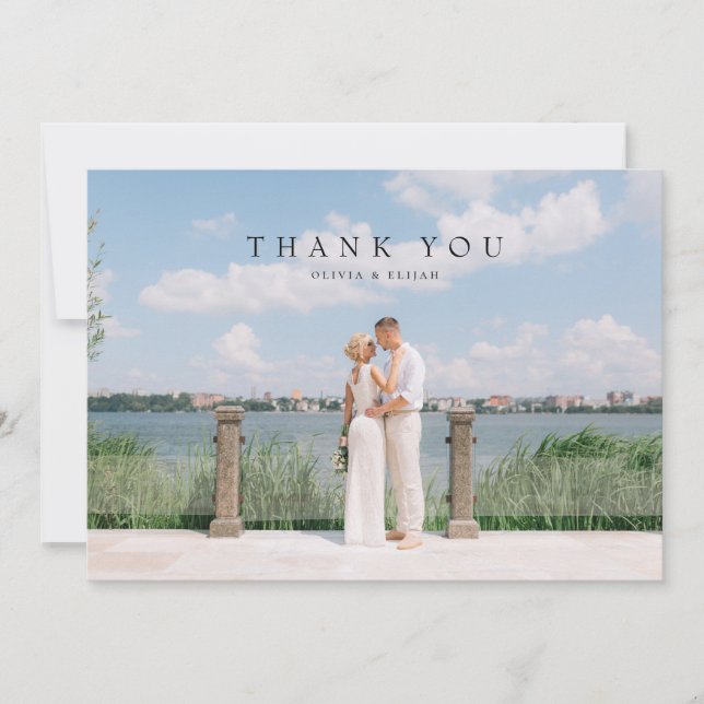 Modern Simple Photo Wedding Thank You Card W Note (Front)