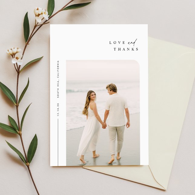 Modern Simple Photo Wedding Thank You Card W Note (Creator Uploaded)