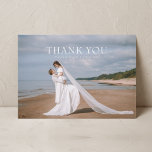 Modern Simple Photo Wedding Thank You Card W Note<br><div class="desc">Landscape simple modern wedding thank you card with note.</div>
