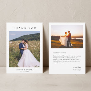 Modern Simple Photo Wedding Thank You Card W Note