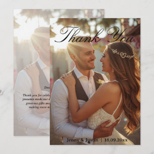 Modern Simple Photo Wedding Thank You Card W Note