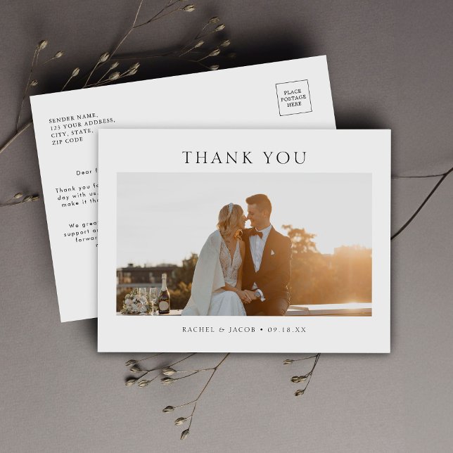 Modern Simple Photo Wedding Thank You Postcard (Creator Uploaded)