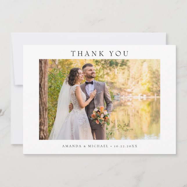 Modern Simple Photo Wedding W Note Landscape Invitation (Front)