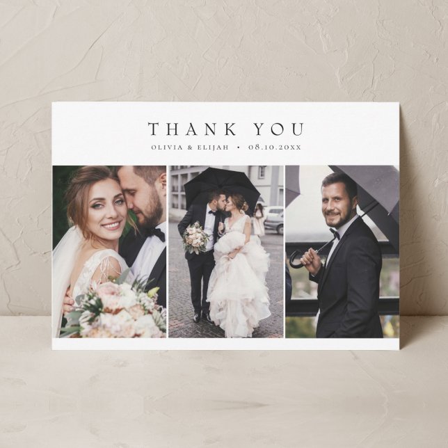Modern Simple Photo Wedding W Note Multiphoto Thank You Card (Creator Uploaded)
