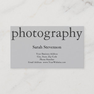 Modern Simple Photographer Grey Business Card