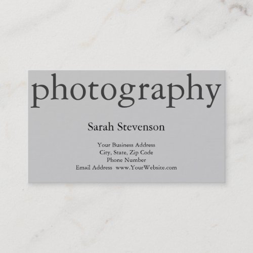 Modern Simple Photographer Grey Business Card