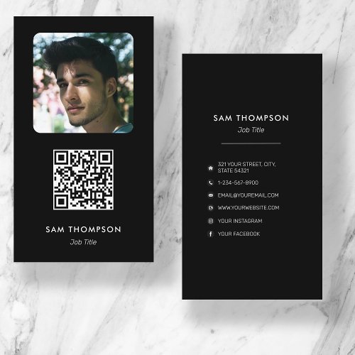 Modern Simple Photography Professional Black Business Card