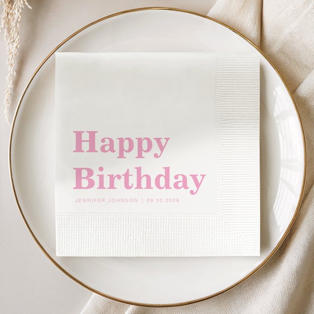 Modern Simple Pink Birthday Napkins (Modern Simple Pink Birthday Napkins)