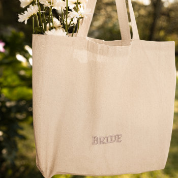 Modern Simple Pink Bride Typography Engagement Embroidered Tote Bag by Lujastyles at Zazzle
