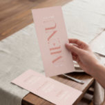 Modern Simple Pink Edge Wedding Menu<br><div class="desc">This Wedding Menu in light pink colors will be great for modern Wedding. It features bold letters on the front side of the card. Menu is doublesided, and have editable list of dishes on the back side. You can personalize this menu with the names and the date of event. You...</div>