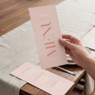 Modern Simple Pink Edge Wedding Menu