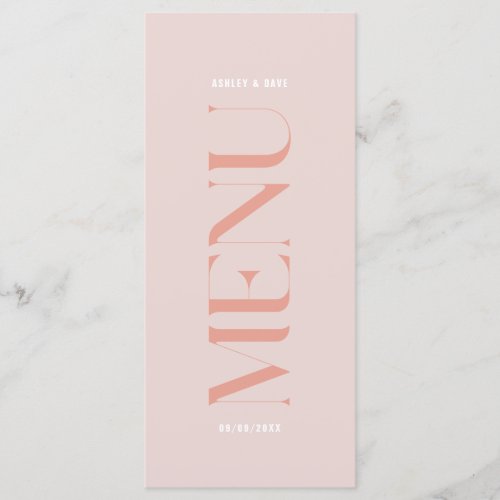 Modern Simple Pink Edge Wedding Menu
