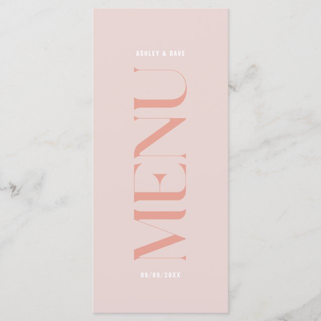 Modern Simple Pink Edge Wedding Menu (Front)