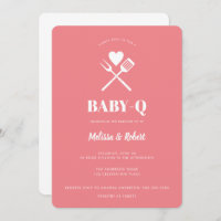 Modern Simple Pink Girl BBQ Baby Shower Invitation