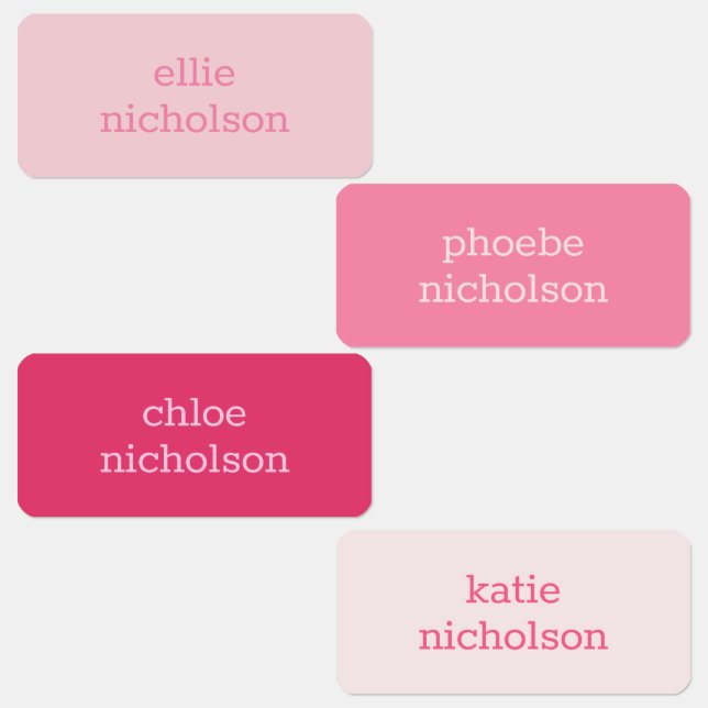 Modern Simple Pink Girly Name Clothing Labels (Group)