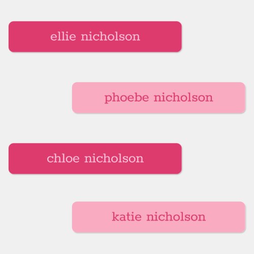 Modern Simple Pink Girly Waterproof Name Labels