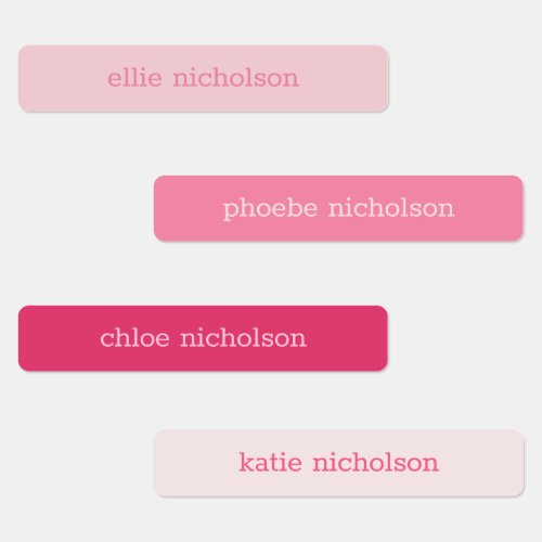 Modern Simple Pink Girly Waterproof Name Labels