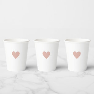 Modern Simple Pink Heart Paper Cups