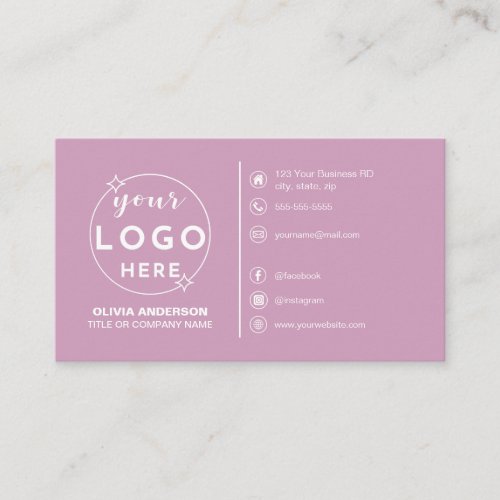 Modern Simple Pink Logo Custom Icons Social Media Business Card