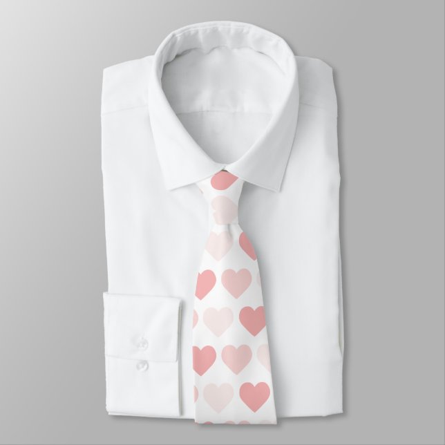 Modern Simple Pink Peach Hearts Neck Tie (Tied)