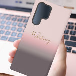 Modern Simple Pink Purple and Gold Monogram  Samsung Galaxy S22 Ultra Case<br><div class="desc">Add this stylish look to your phone with this pink,  purple and gray gradient modern design. This phone case features a simple personalized gold monogram. Chic,  pretty and sophisticated.</div>