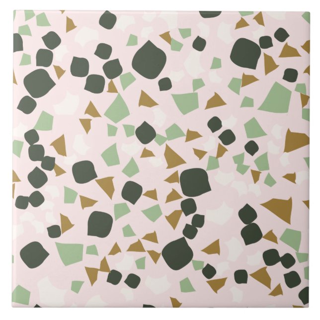 Modern Simple Pink Terrazzo Green Tile (Front)