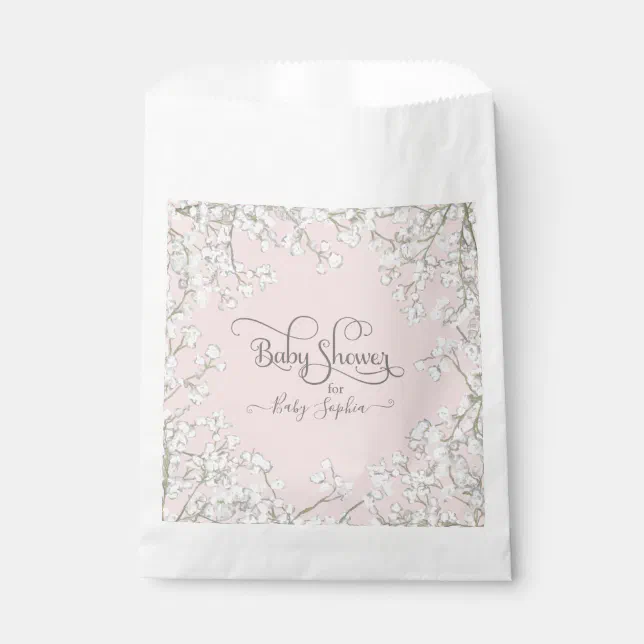 Modern Simple Pink White Boho Floral Baby Shower Favor Bag Zazzle