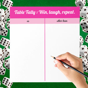 Modern Simple Pink White Bunco Table Tally Notepad