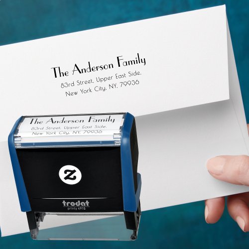 Modern Simple Plain Elegant Family Return Address Self_inking Stamp