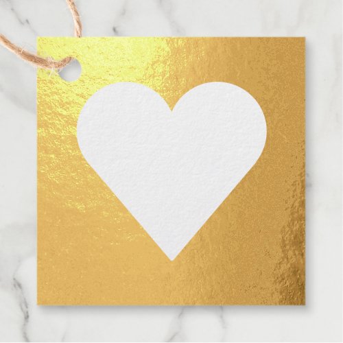 Modern Simple Plain Elegant Gold Heart Foil Favor Tags