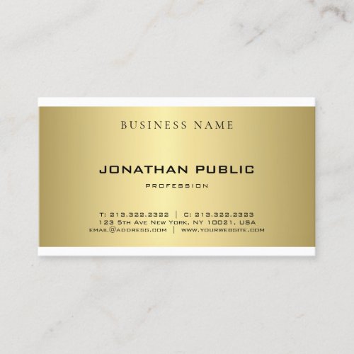 Modern Simple Plain Gold Look Elegant Professional Business Card