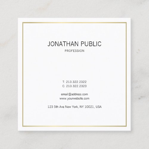 Modern Simple Plain Gold Look Professional Elegant Square Business Card