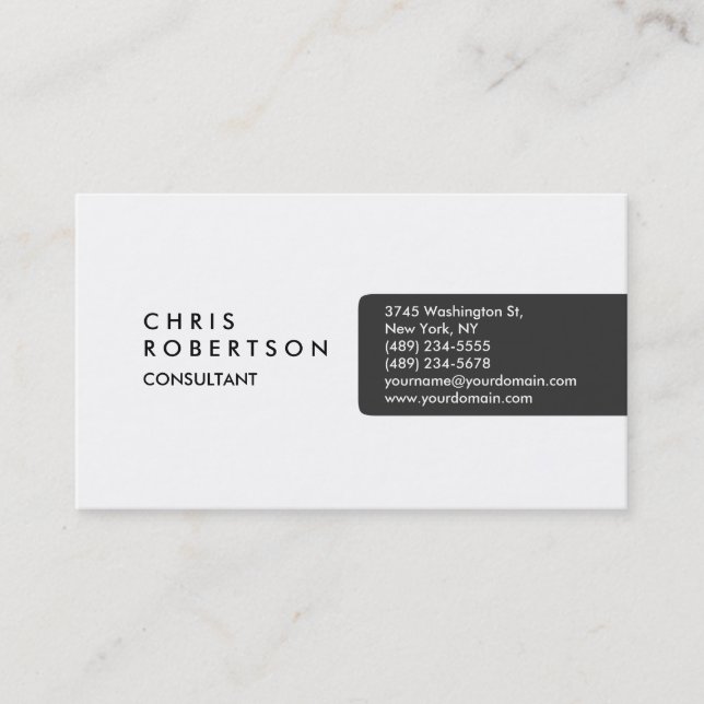 Modern Simple Plain Gray Attractive Business Card (Front)