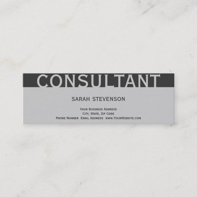 Modern Simple Plain Grey Consultant Business Card (Front)