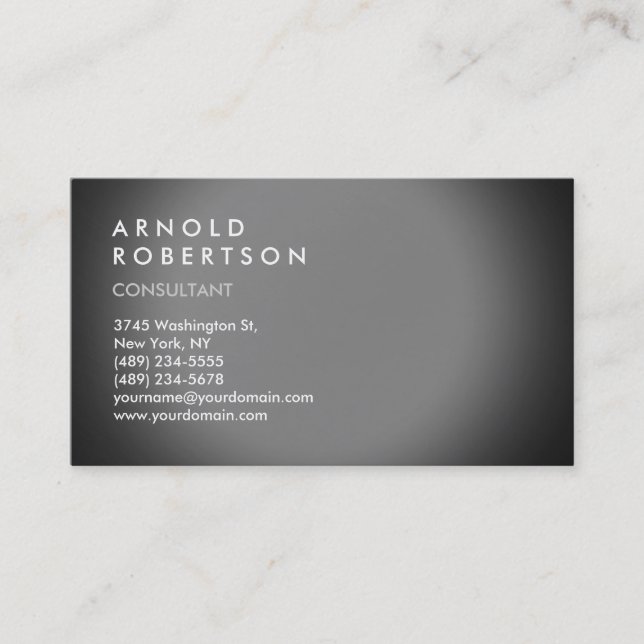 Modern Simple Plain Grey Trendy Business Card (Front)