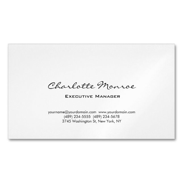 Modern Simple Plain Minimalist Professional Business Card Magnet (Front)