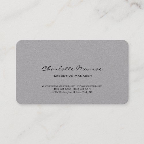 Modern Simple Plain Minimalist Professional Grey Business Card
