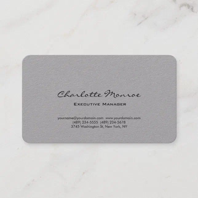 Modern Simple Plain Minimalist Professional Grey Business Card | Zazzle