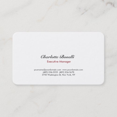 Modern Simple Plain Minimalist White Professional Business Card