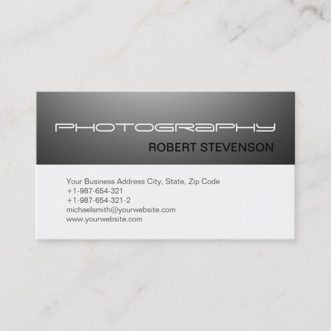 Modern Simple Plain Photography Business Card (Front)