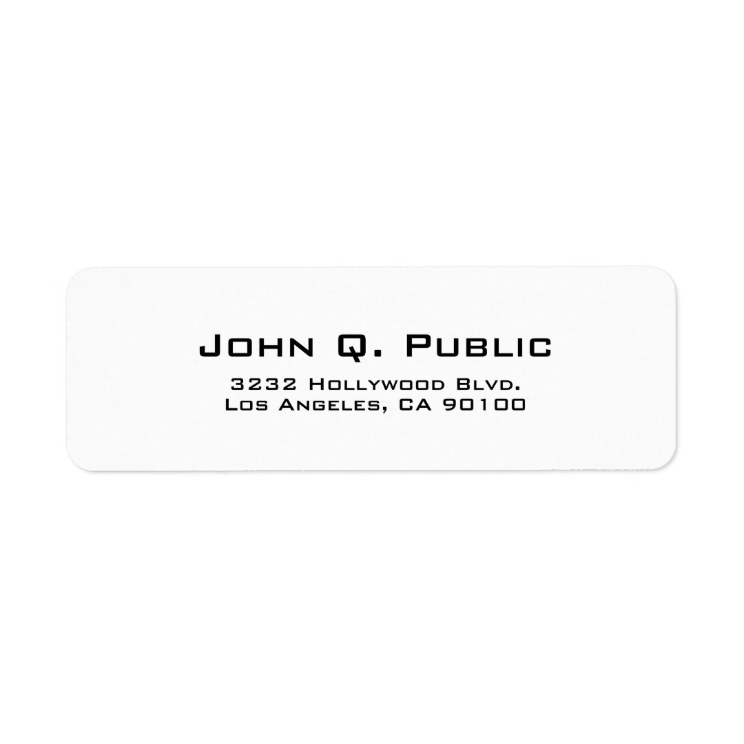 Modern Simple Plain White Address Label Zazzle