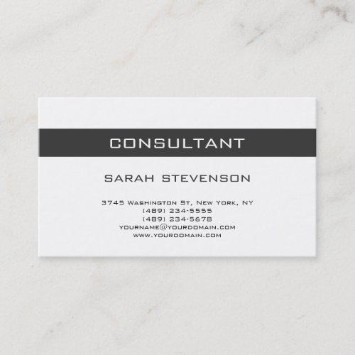 Modern Simple Plain White Consultant Business Card