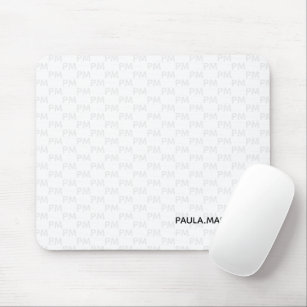 Modern Simple Plain White Gray Monogram Pattern Mouse Pad