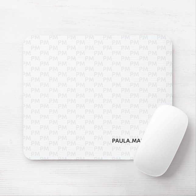 Modern Simple Plain White Gray Monogram Pattern Mouse Pad (With Mouse)