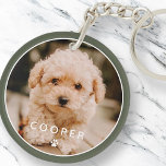 Modern Simple Playful Elegant Chic Paw Pet Photo Keychain<br><div class="desc">This simple and classic design is composed of sans serif typography and add a custom photo of your pet.</div>