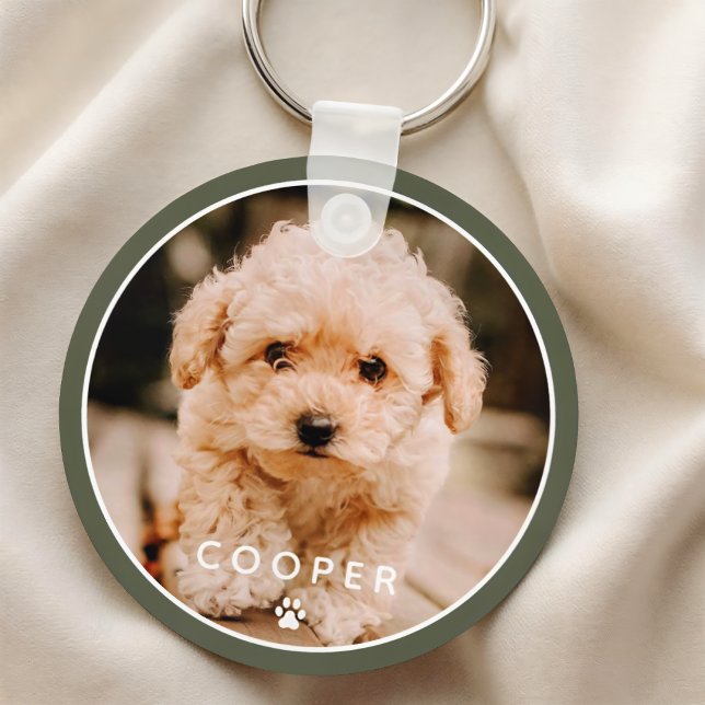 Modern Simple Playful Elegant Chic Paw Pet Photo Keychain (Creator Uploaded)