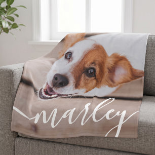 Modern Simple Playful Elegant Chic Pet Photo Fleece Blanket
