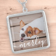 Modern Simple Playful Elegant Chic Pet Photo Silver Plated Necklace at Zazzle