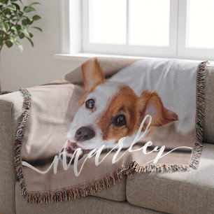 Modern Simple Playful Elegant Chic Pet Photo Throw Blanket
