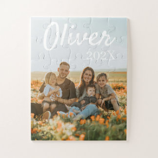 Modern Simple Playful Script Family Photo Jigsaw P Puzzle
